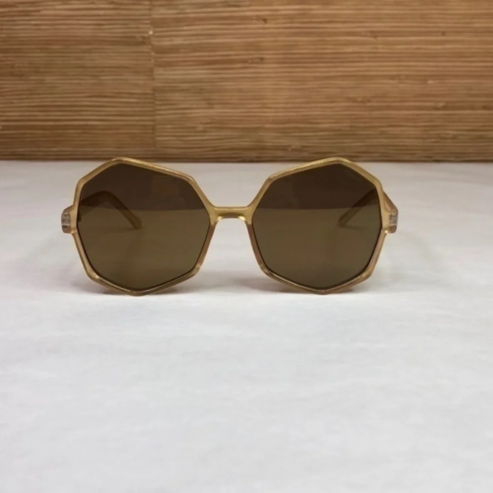 KOMONO Bonnie Clear Gold Sunglasses NEW Geometric Oversized